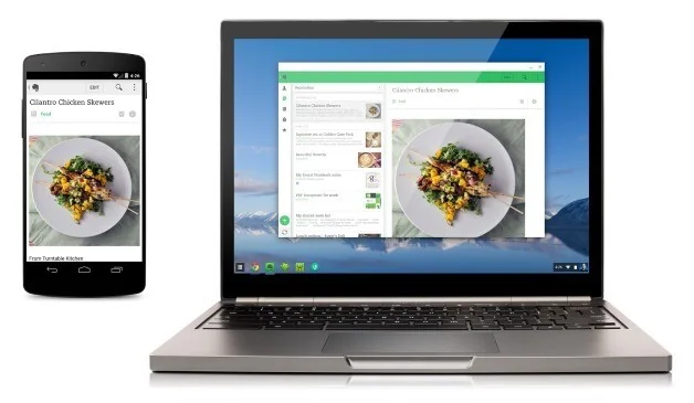 Android apps can now be run on Chromebook Android apps shown on a Chromebook beside a smartphone