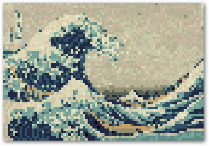 Pixel-art version of The Great Wave off Kanagawa