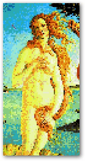 Pixel-art portrait of a classical statue