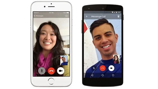Video call interfaces shown on two smartphones