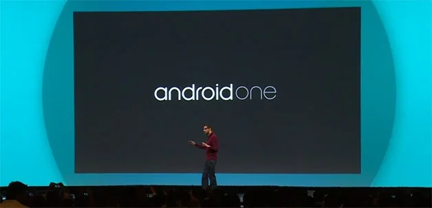 Google presentation stage with an Android One display