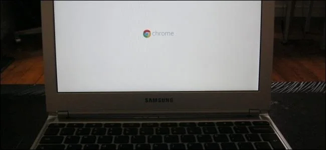 Chromebook laptop with its display visible