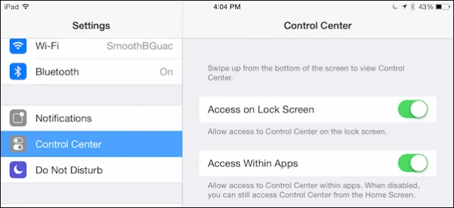 How to Disable the iOS Control Center While Using Apps