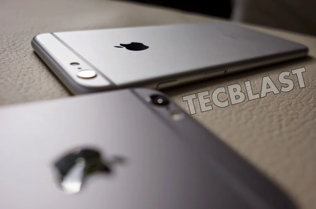 Close-up of a silver iPhone back