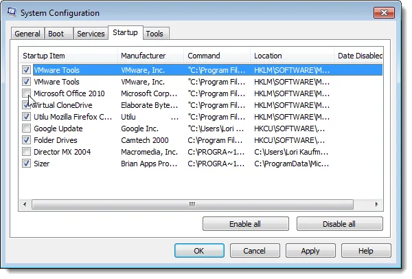 Instructions to Disable Startup Programs in Windows